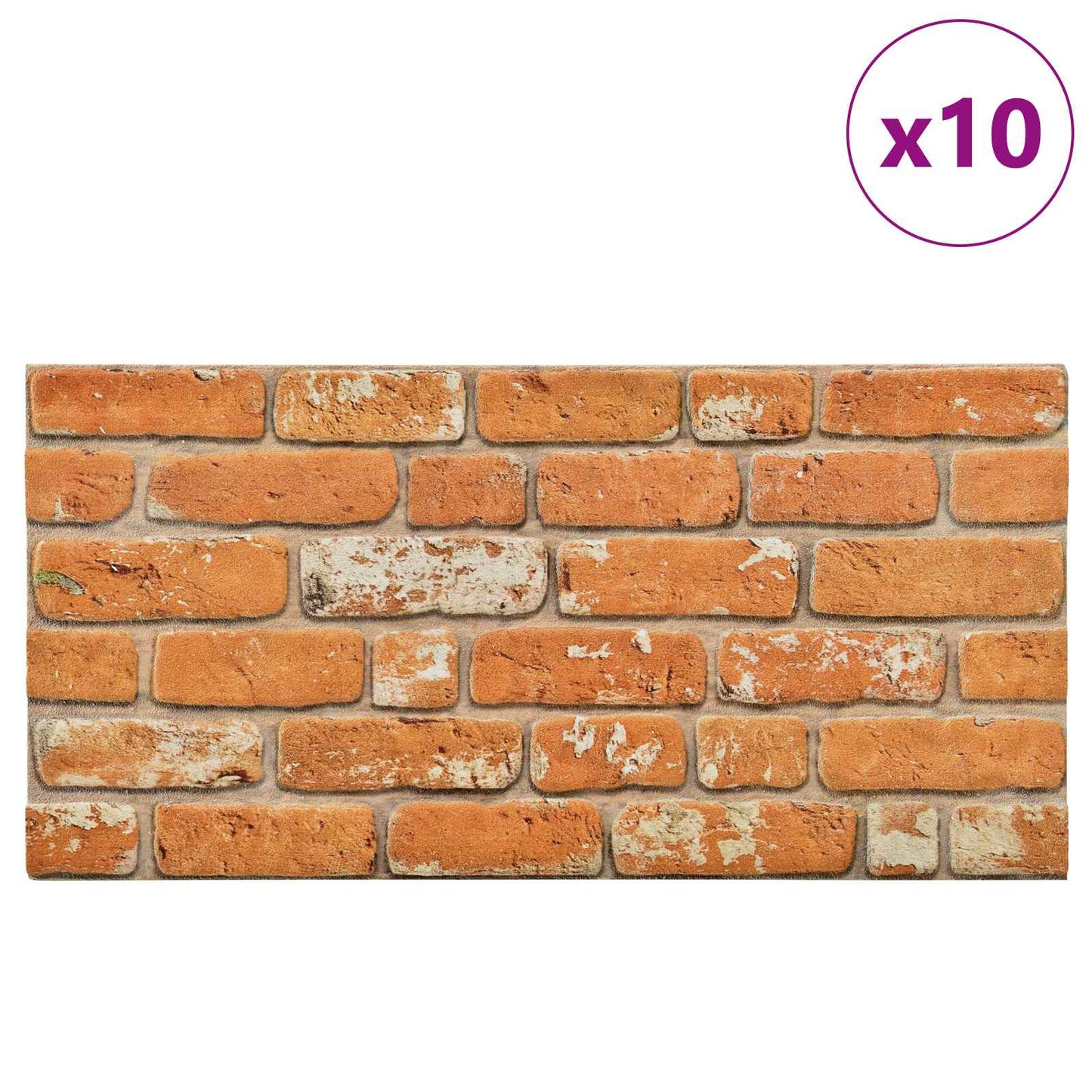 Vægpaneler 10 pcs Mursten 100 x 50 cm EPS Skum