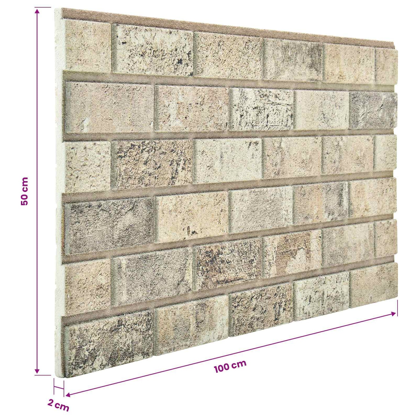 Vægpaneler 10 pcs Sandfarvet 100 x 50 cm EPS Skum