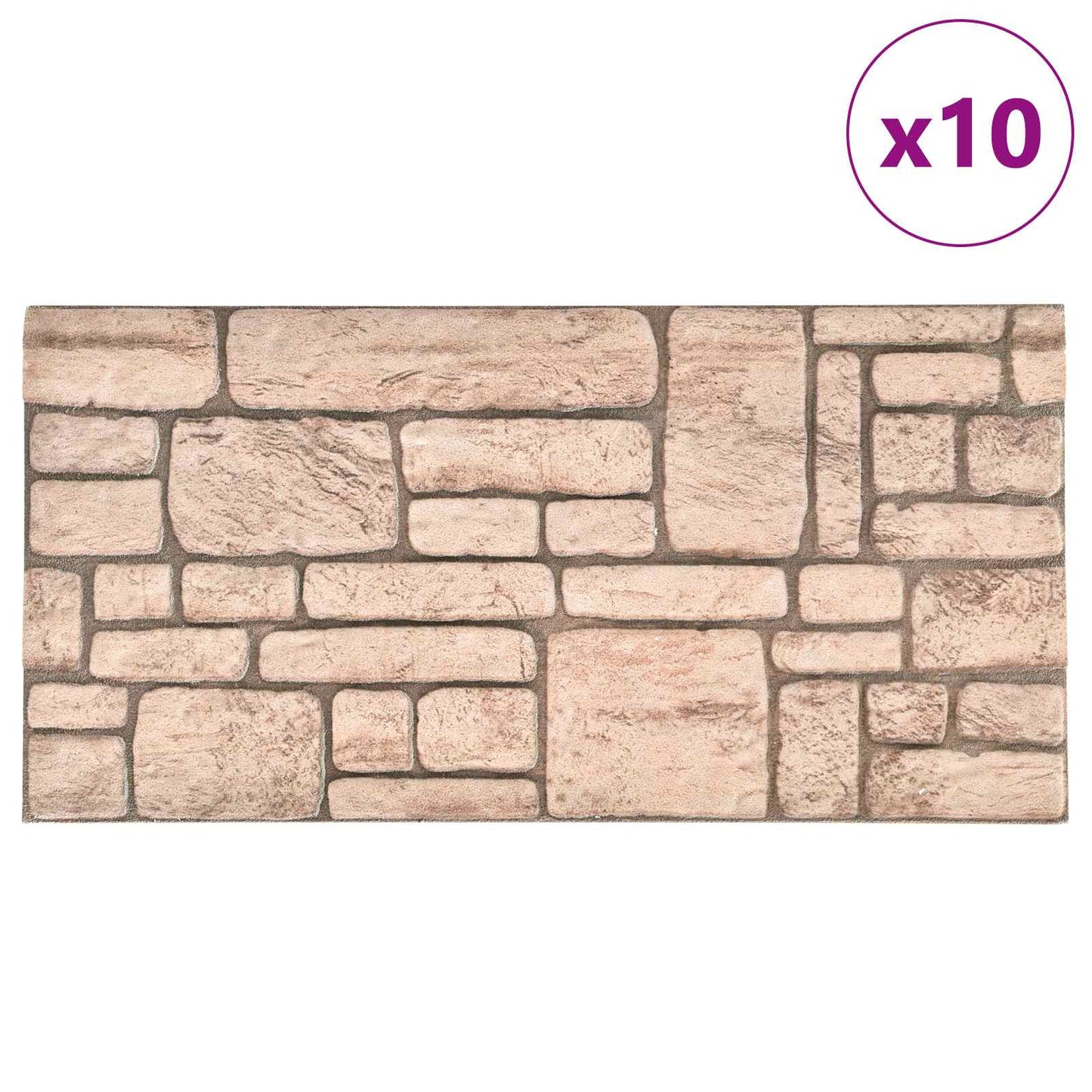 Vægpaneler 10 pcs Beige 100 x 50 cm EPS Skum