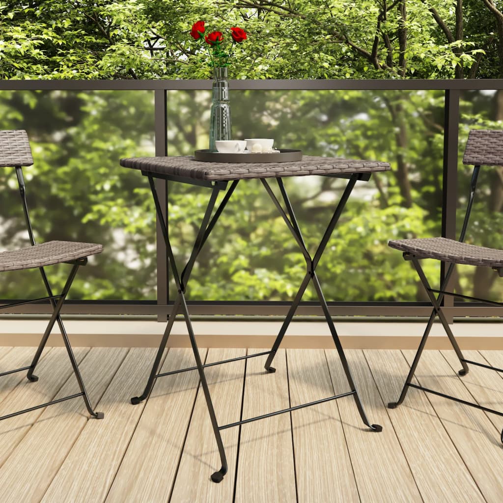 foldbart bistrobord 55x54x71 cm polyrattan grå billede