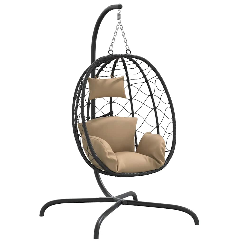hængestol med æg og hynder taupe polyrattan og stål
