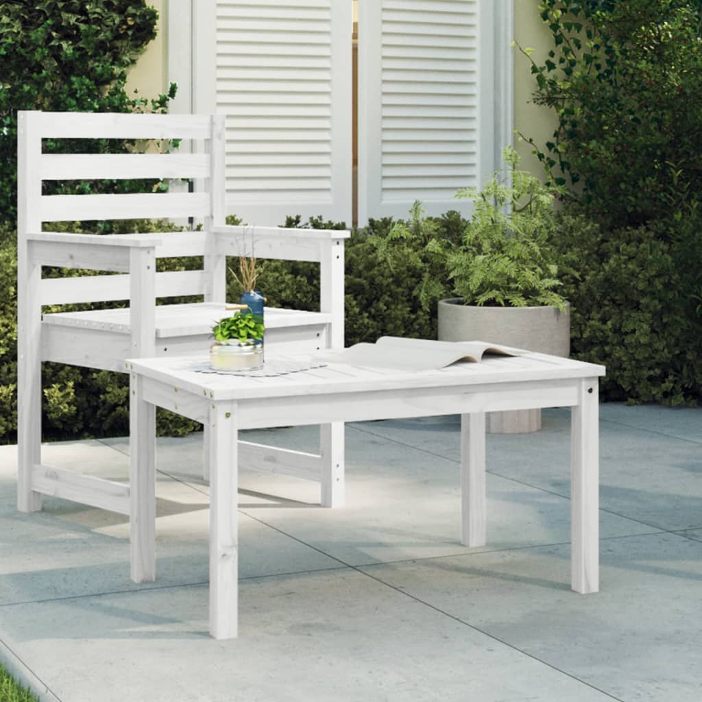havebord 82,5x50,5x45 cm massivt fyrretræ hvid billede