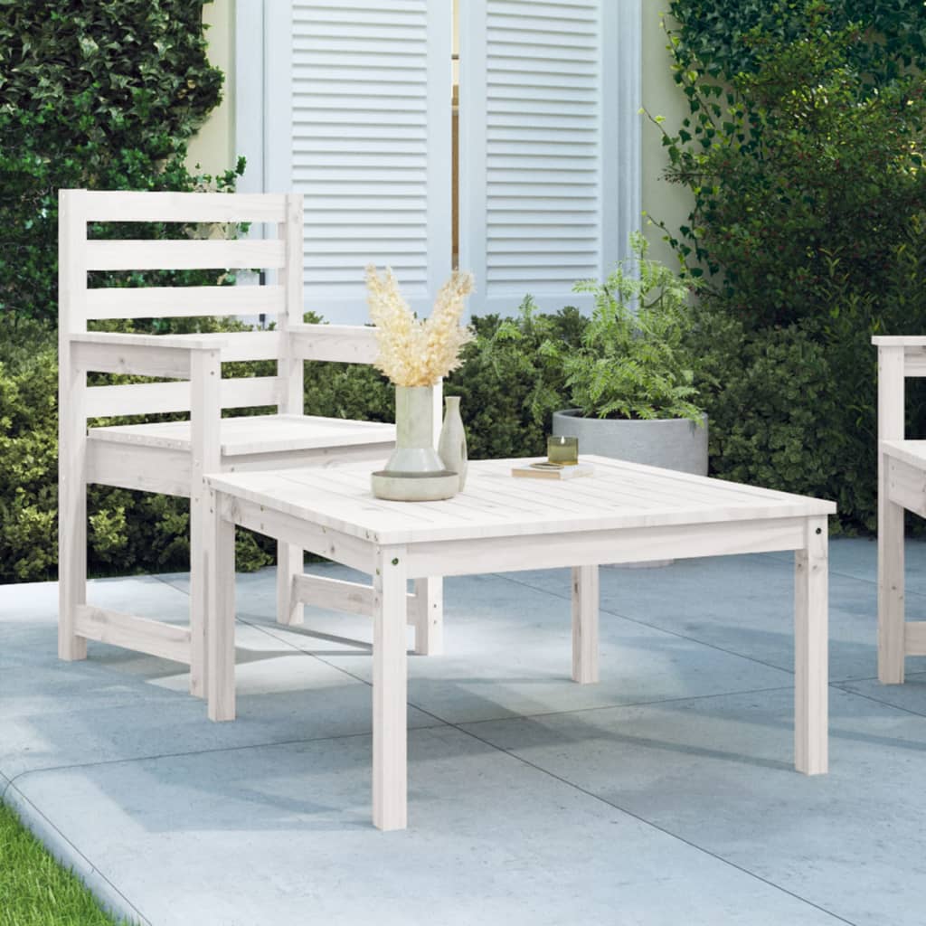 havebord 82,5x82,5x45 cm massivt fyrretræ hvid billede