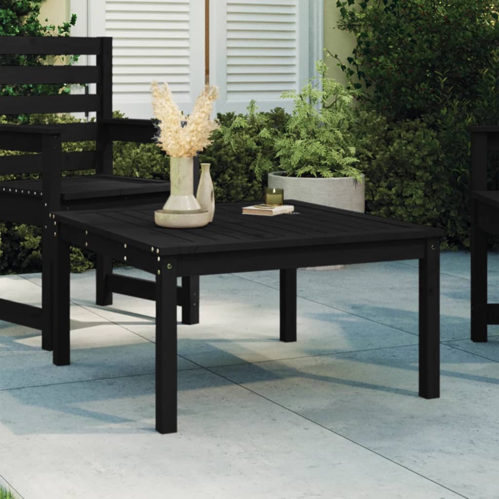 havebord 82,5x82,5x45 cm massivt fyrretræ sort billede
