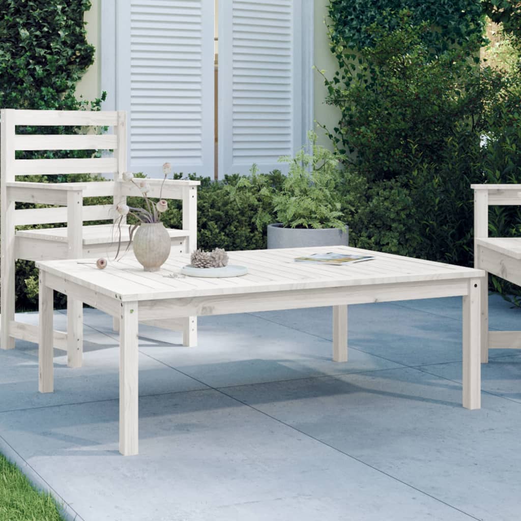 havebord 121x82,5x45 cm massivt fyrretræ hvid billede