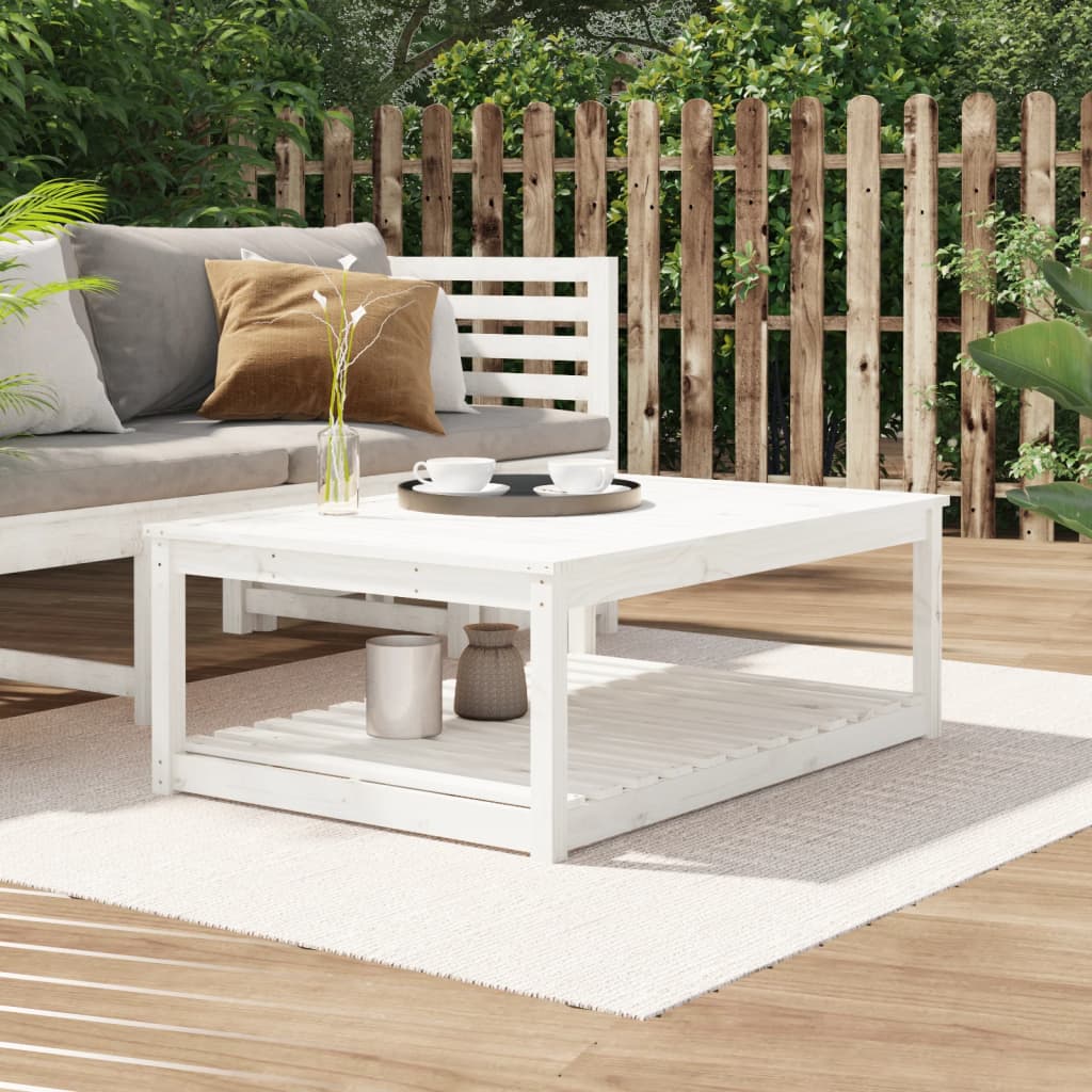 havebord 121x82,5x45 cm massivt fyrretræ hvid billede