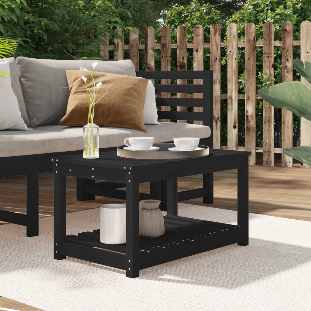 havebord 82,5x50,5x45 cm massivt fyrretræ sort billede