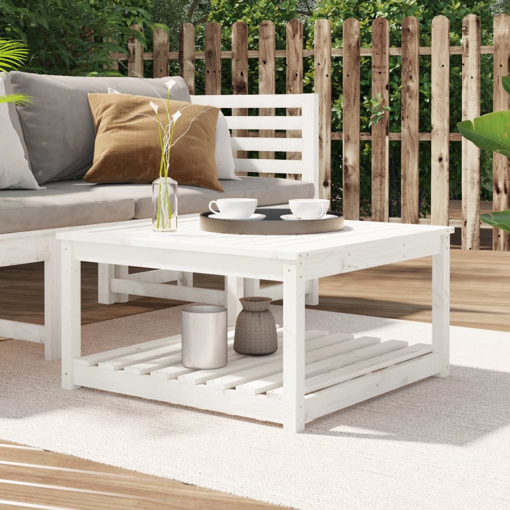 havebord 82,5x82,5x45 cm massivt fyrretræ hvid billede