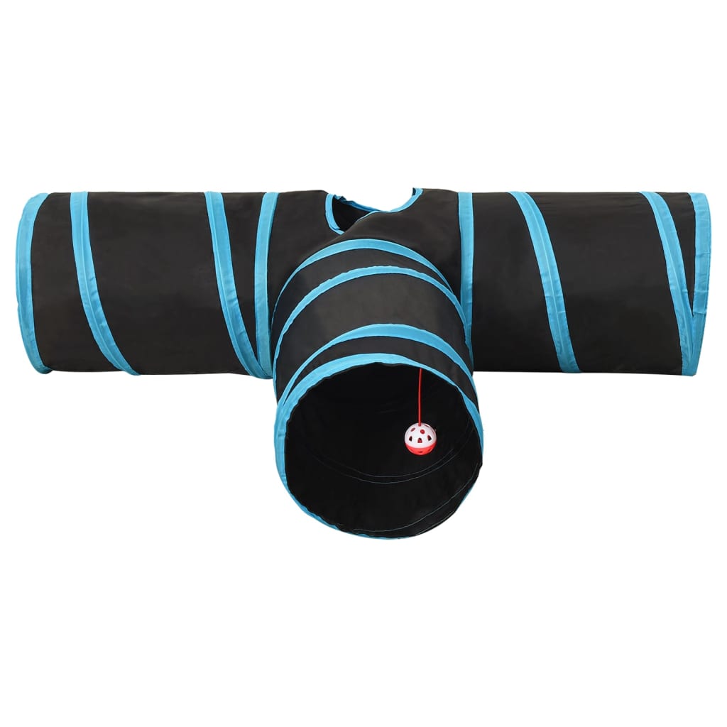 3-vejs kattetunnel 90 cm polyester sort og blå