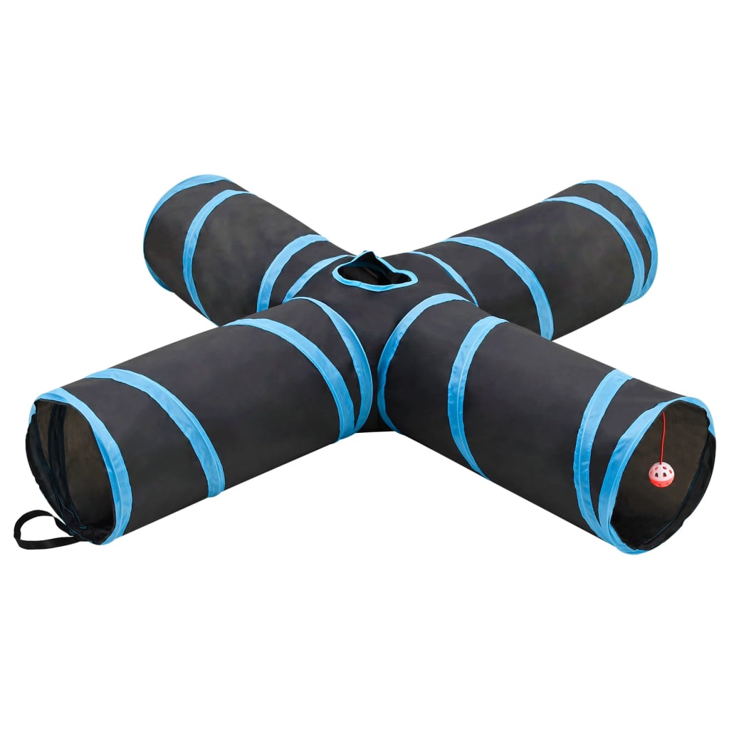 4-vejs kattetunnel 132 cm polyester sort og blå billede