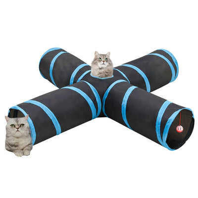 4-vejs kattetunnel 132 cm polyester sort og blå