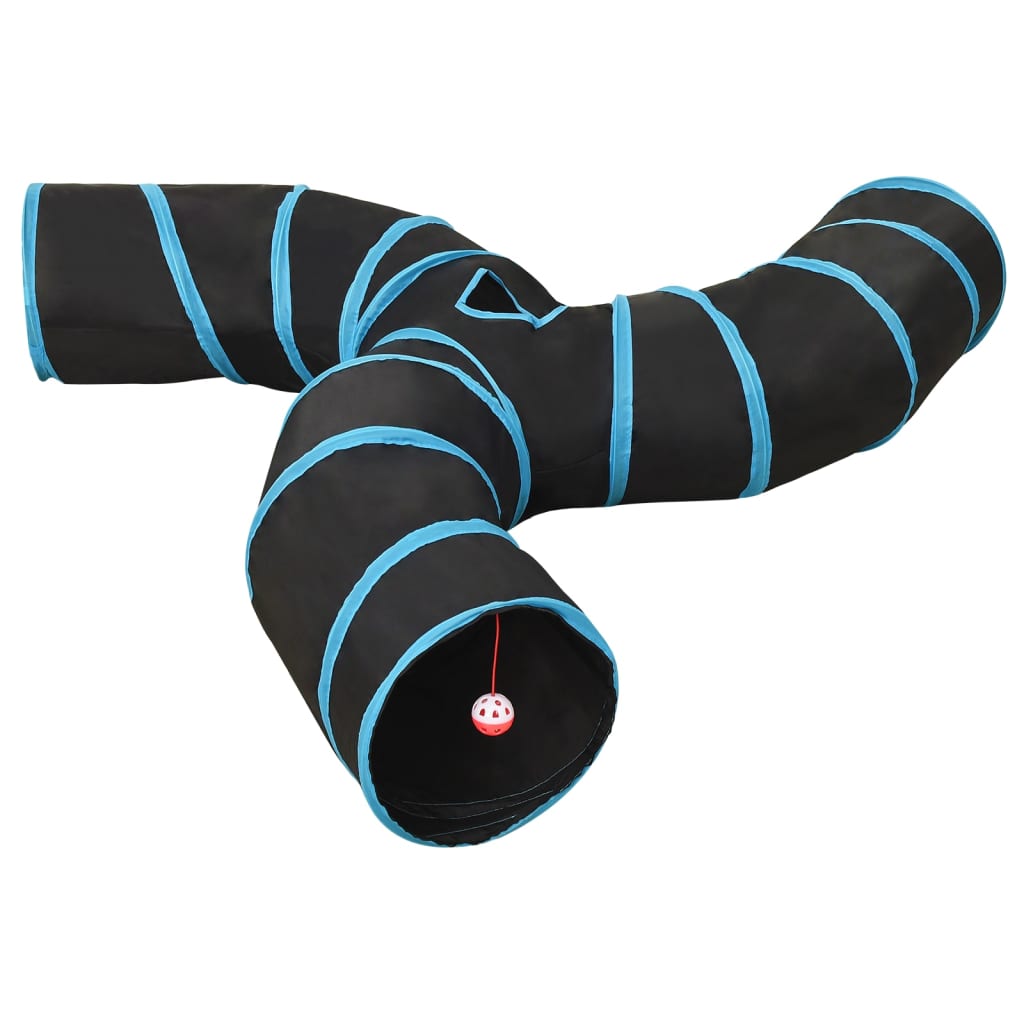 3-vejs kattetunnel 25 cm polyester sort og blå billede