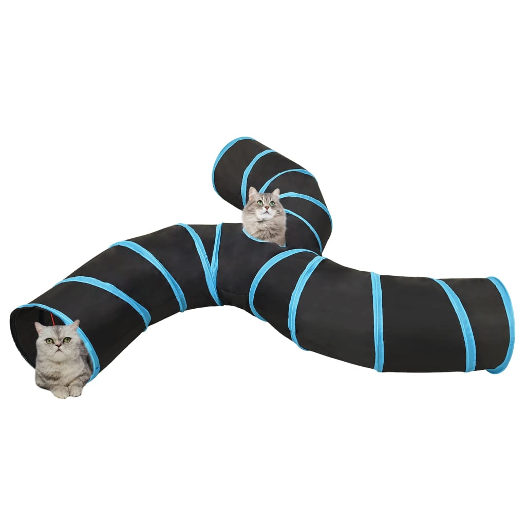3-vejs kattetunnel 25 cm polyester sort og blå