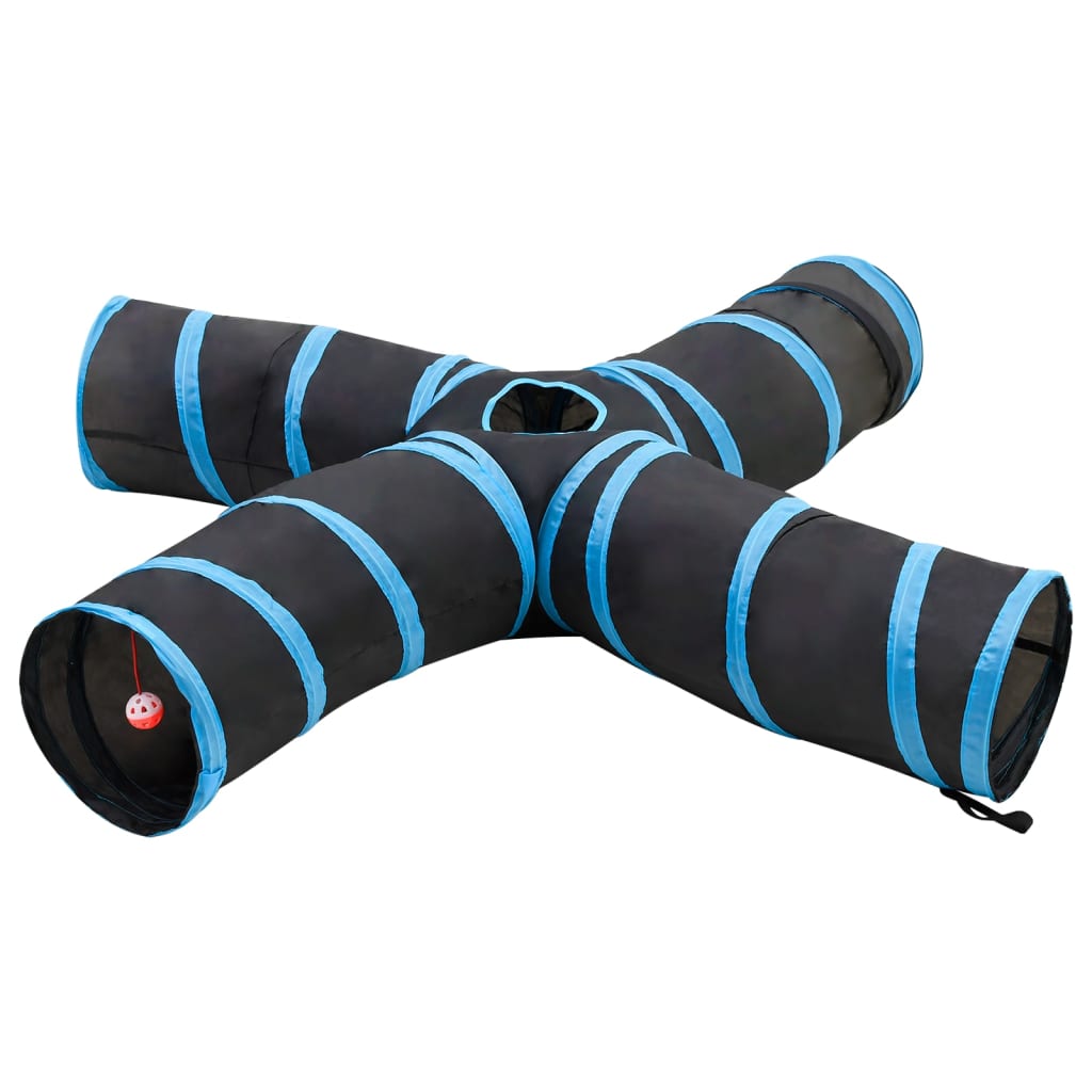 4-vejs kattetunnel 25 cm i polyester - sort/blå