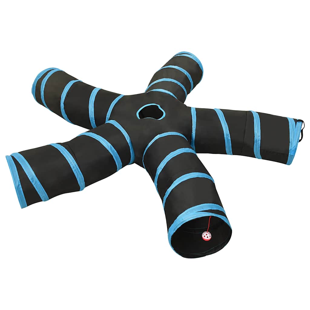 5-vejs kattetunnel 25 cm polyester sort og blå billede