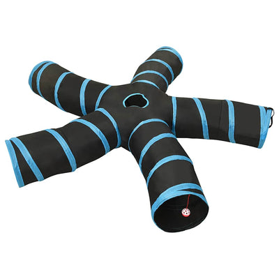 5-vejs kattetunnel 25 cm polyester sort og blå