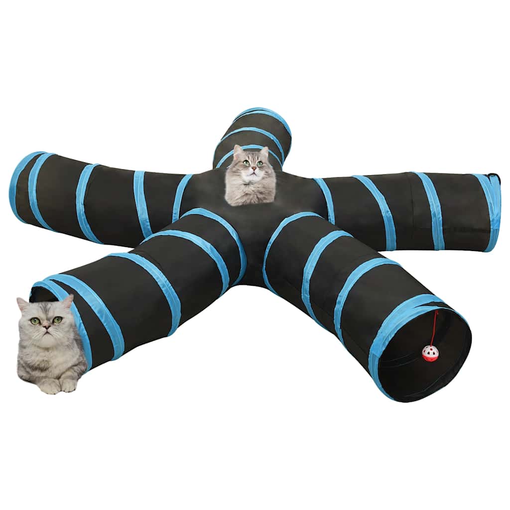 5-vejs kattetunnel 25 cm polyester sort og blå