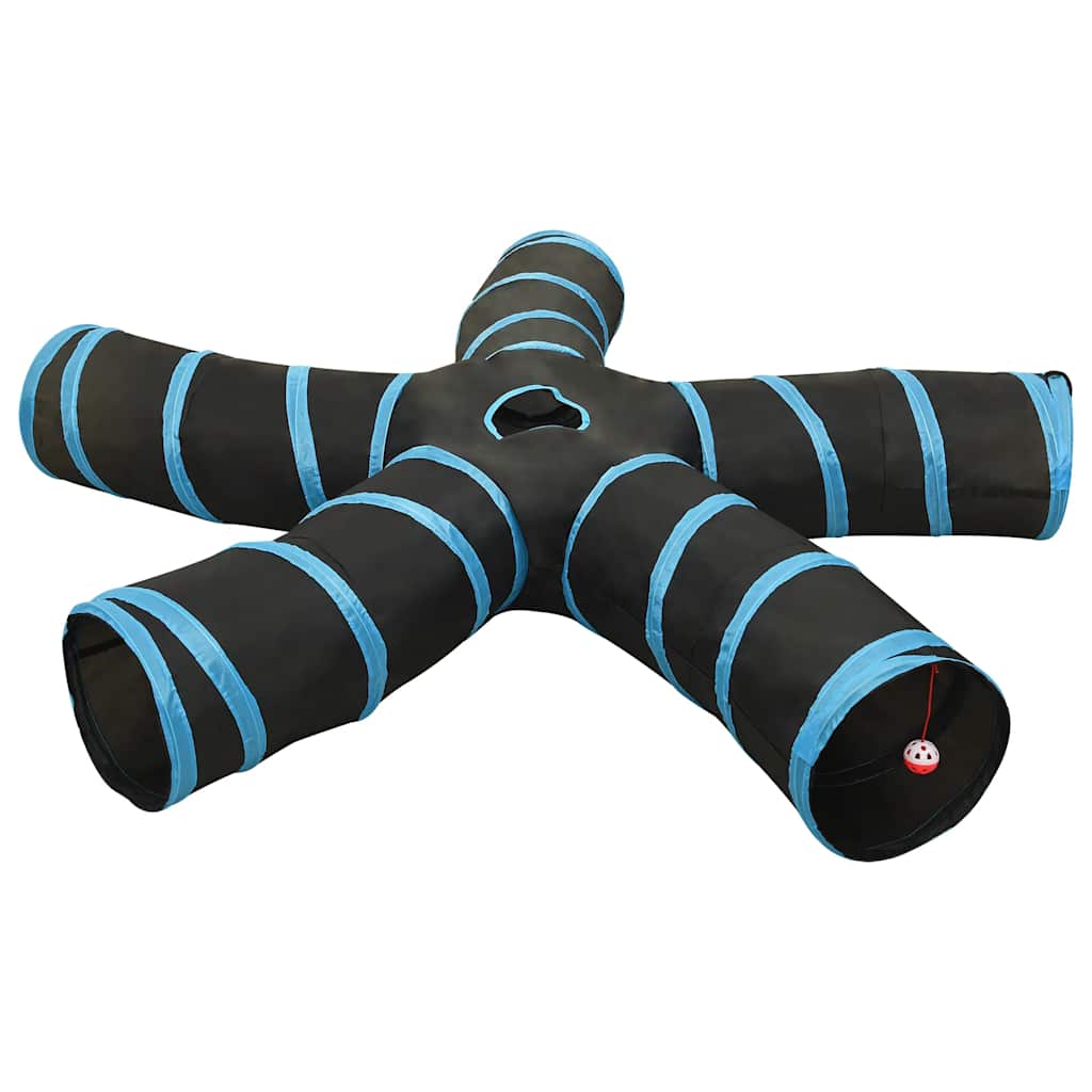 5-vejs kattetunnel 25 cm polyester sort og blå