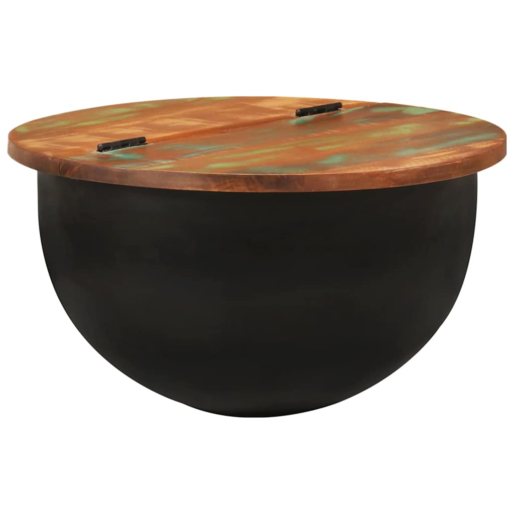 sofabord 50x27 cm massivt genbrugstræ sort