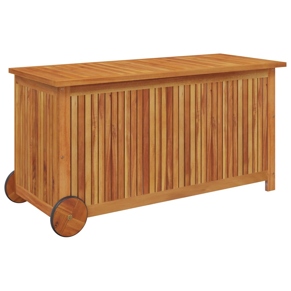 opbevaringsboks til haven med hjul 113x50x58 cm massivt træ