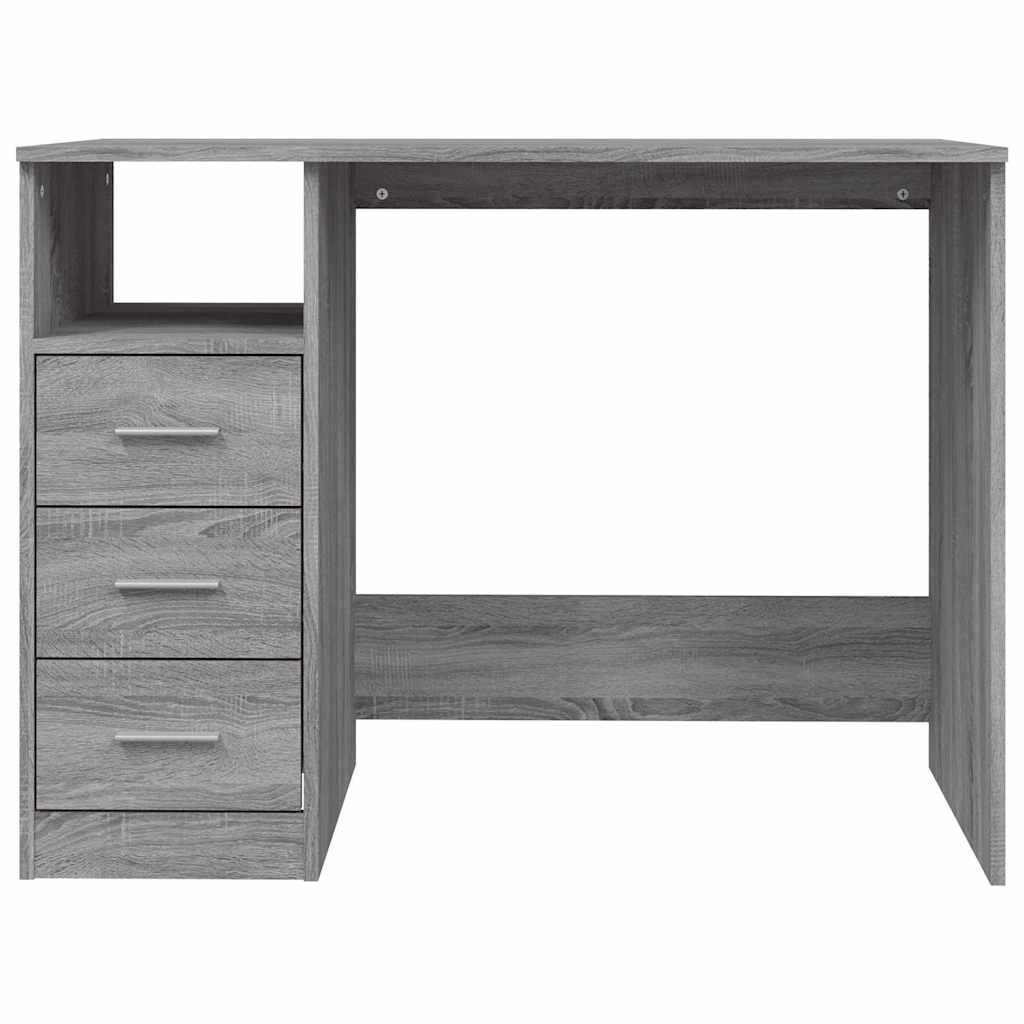 skrivebord m. skuffer 102x50x76cm konstrueret træ grå sonoma-eg
