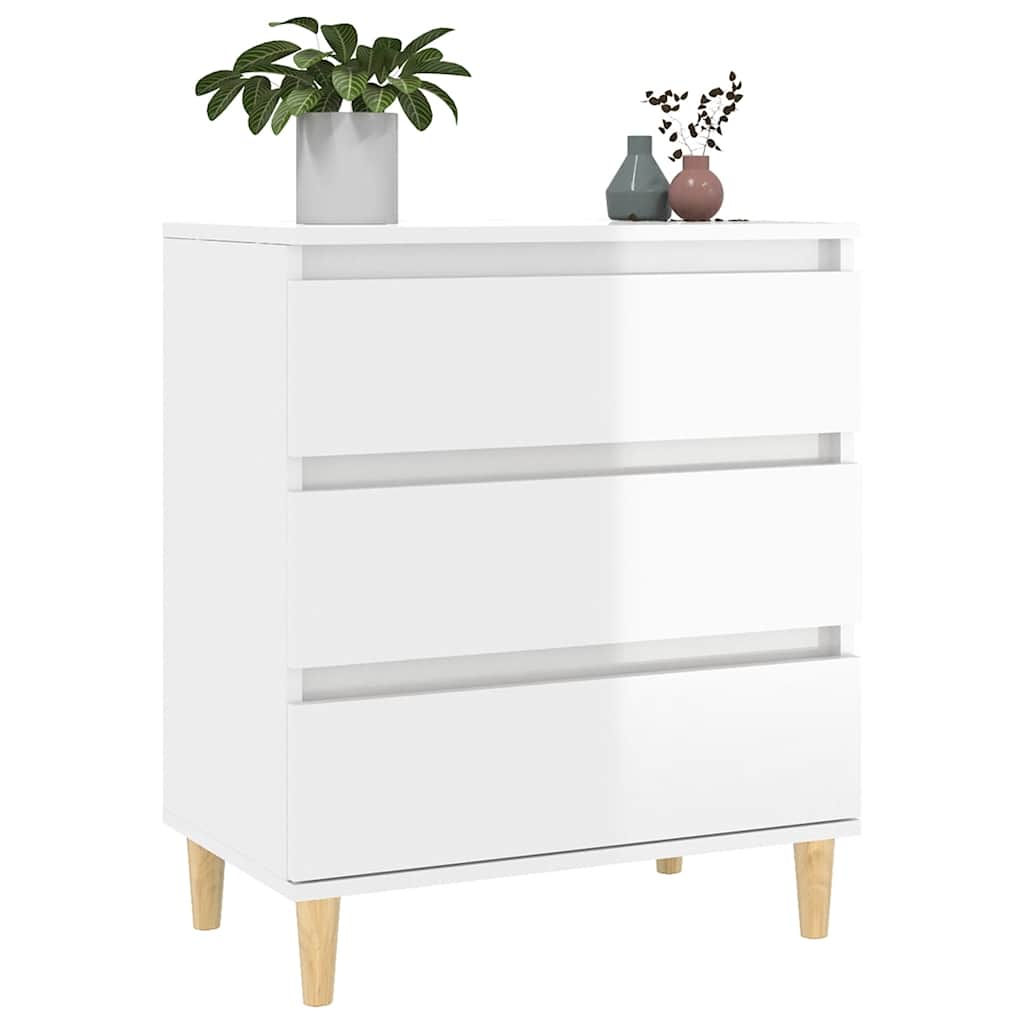 skænk 60x35x70 cm konstrueret træ hvid højglans