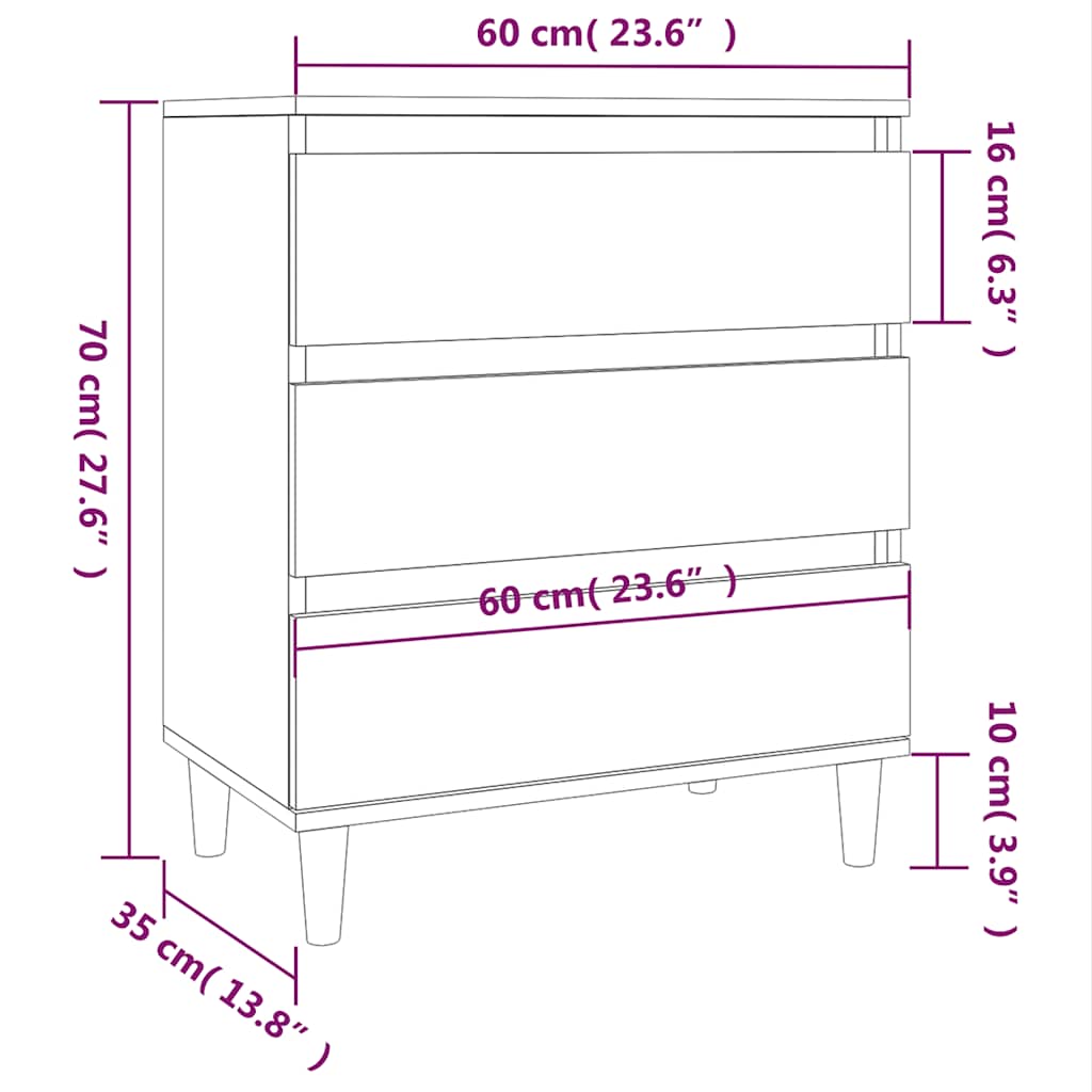 skænk 60x35x70 cm konstrueret træ brun egetræsfarve