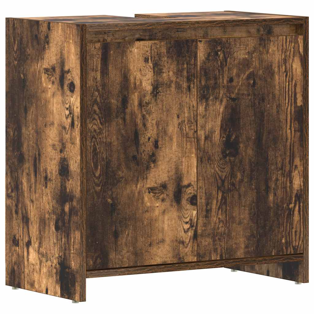 badeværelsesskab 60x33x61 cm konstrueret træ røget egetræsfarve