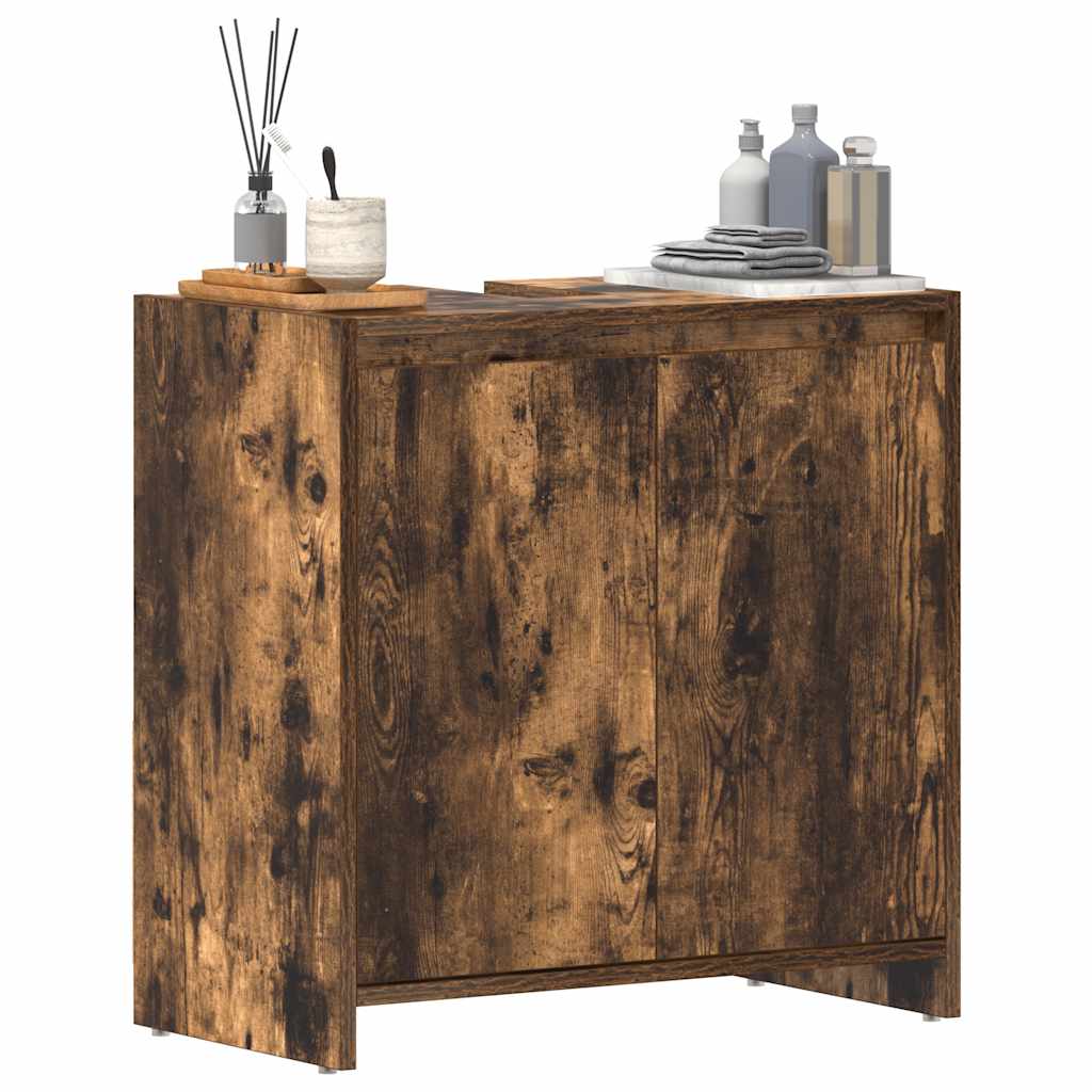 badeværelsesskab 60x33x61 cm konstrueret træ røget egetræsfarve