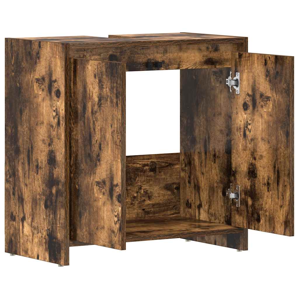 badeværelsesskab 60x33x61 cm konstrueret træ røget egetræsfarve