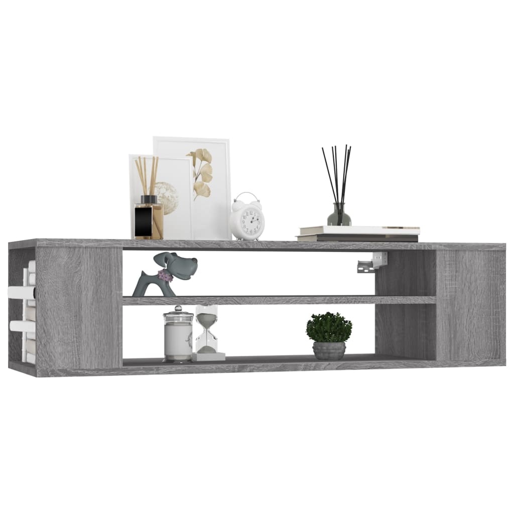væghængt tv-bord 100x30x26,5 cm konstrueret træ grå sonoma-eg