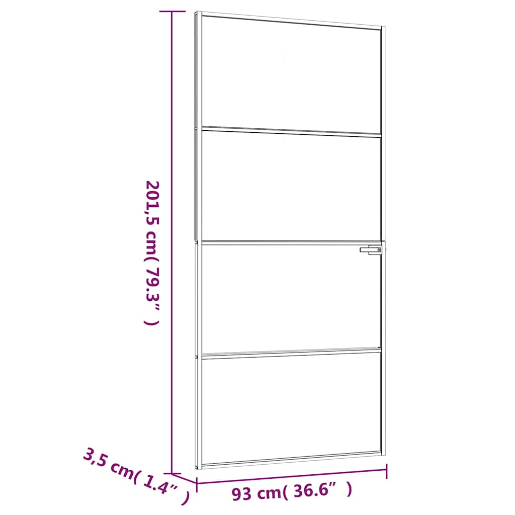dør 93x201,5 cm hærdet glas og aluminium sort