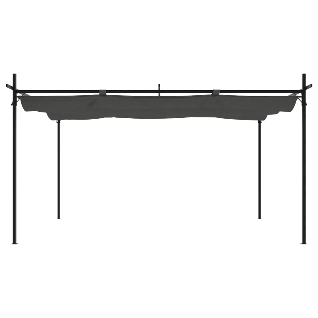 pergola med sammenrulleligt tag 395x292x230 cm antracitgrå
