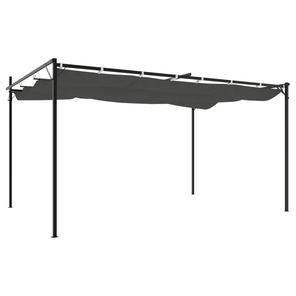 pergola med sammenrulleligt tag 395x292x230 cm antracitgrå