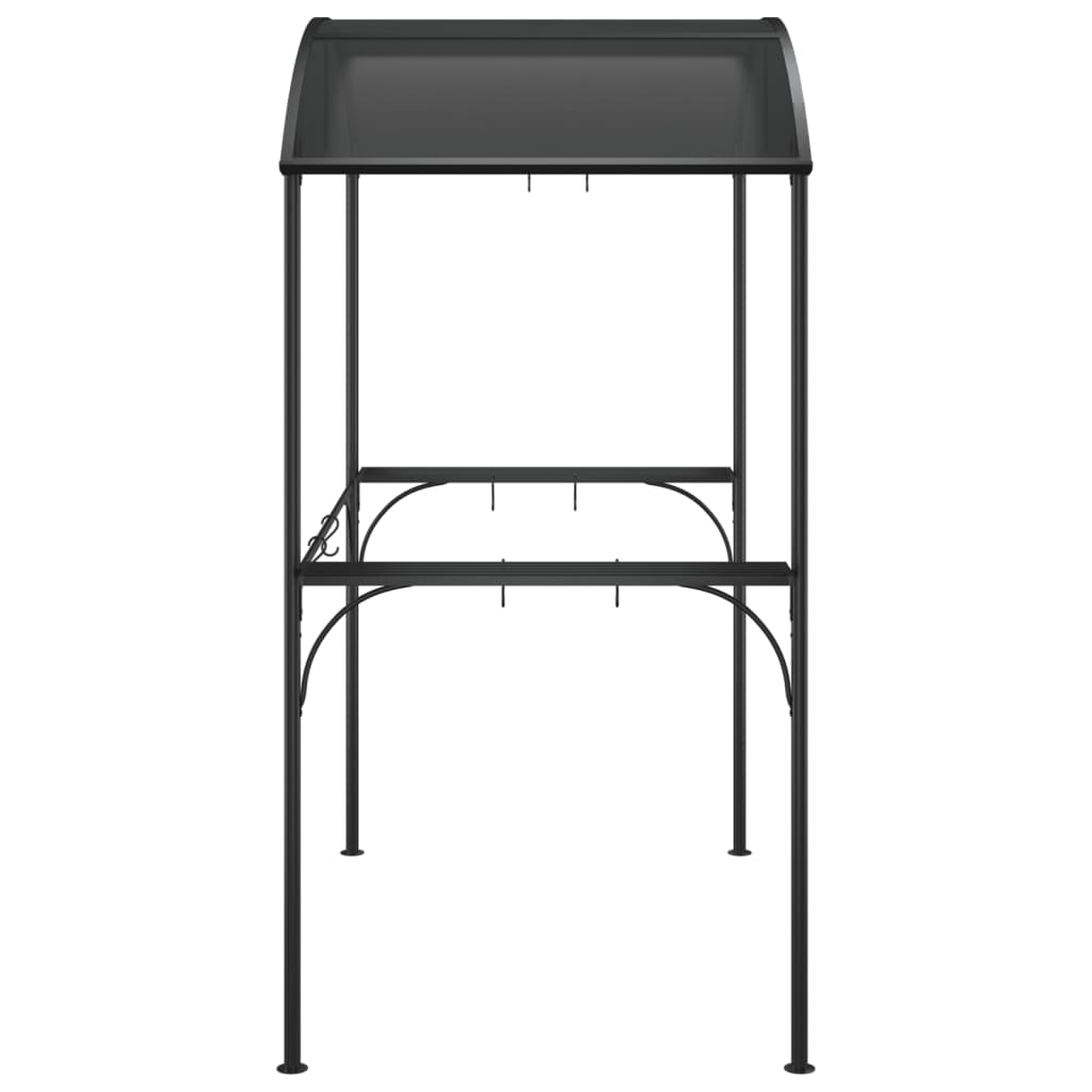grillpavillon med sidehylder 220x115x230 cm stål antracitgrå