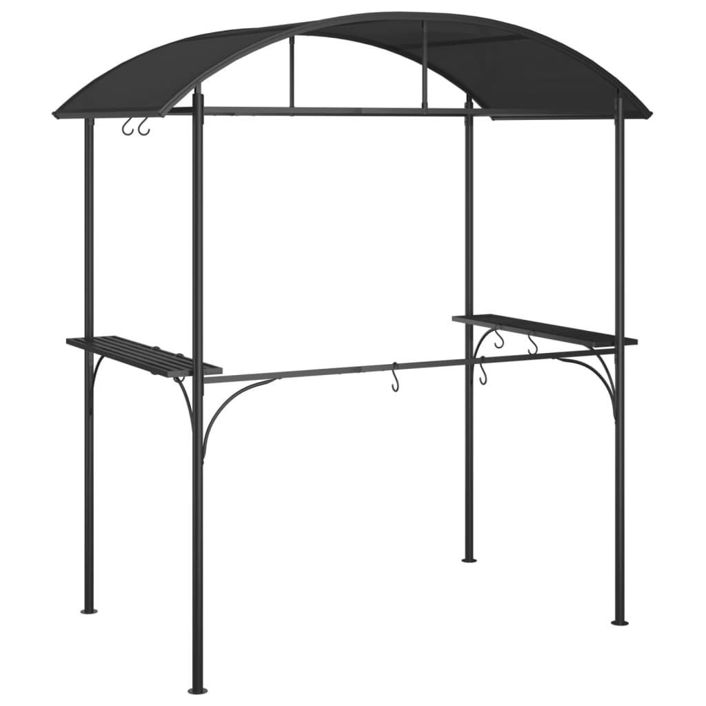 grillpavillon med sidehylder 220x115x230 cm stål antracitgrå