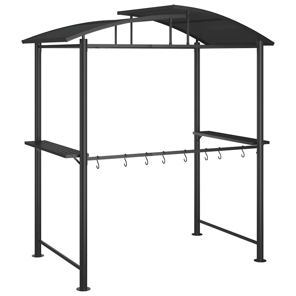 grillpavillon med sidehylder 210x114x230 cm stål antracitgrå