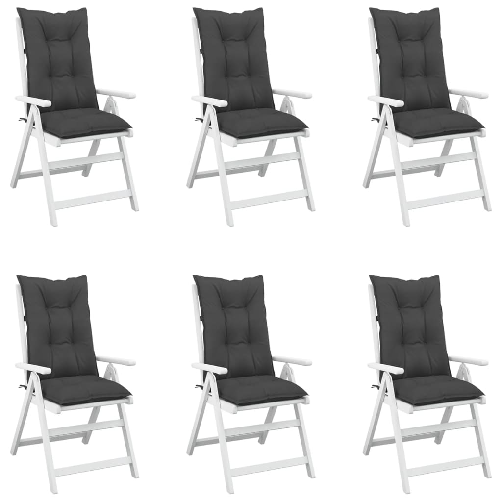 stolehynder m. høj ryg 6 stk. 120x50x7 cm stof antracitgrå