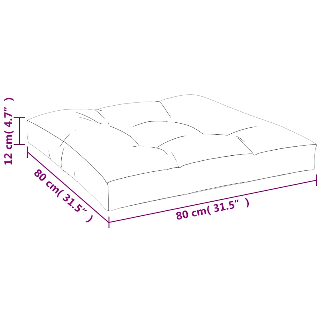 pallehynde 80x80x12 cm stof stribet blå og hvid