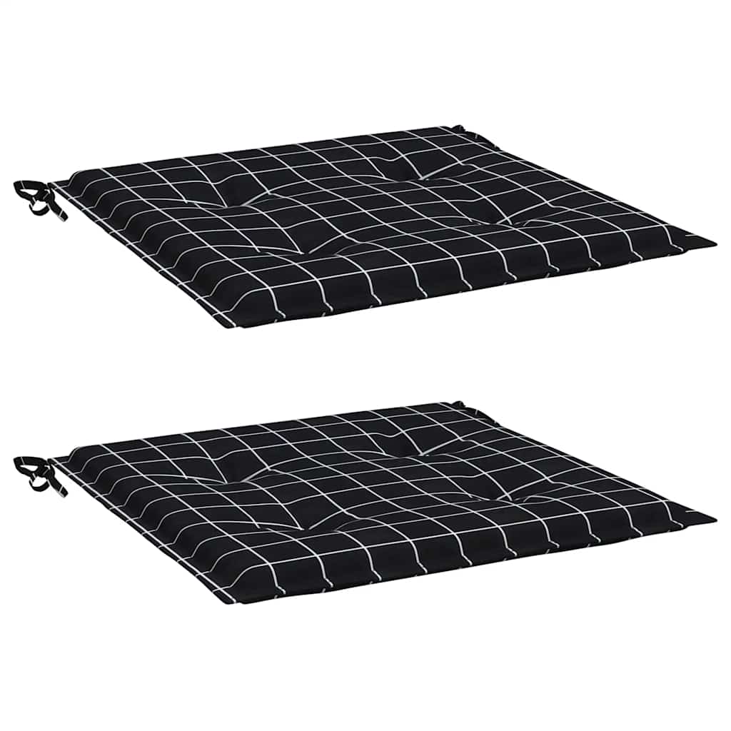 hynder til havestol 2 stk. 40x40x4 cm stof ternet sort