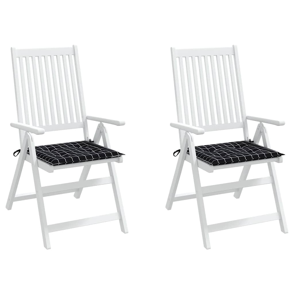 hynder til havestol 2 stk. 40x40x4 cm stof ternet sort