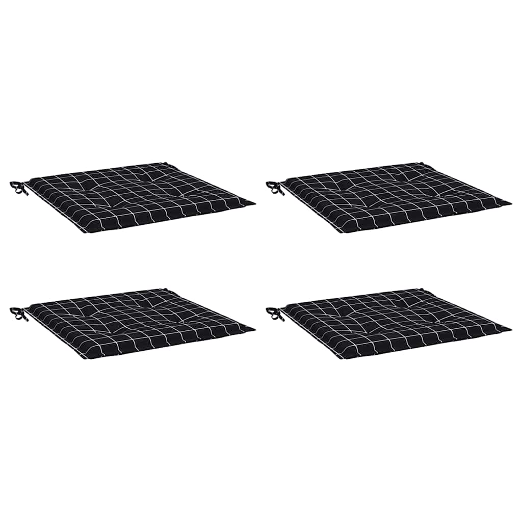 hynder til havestol 4 stk. 40x40x4 cm stof ternet sort