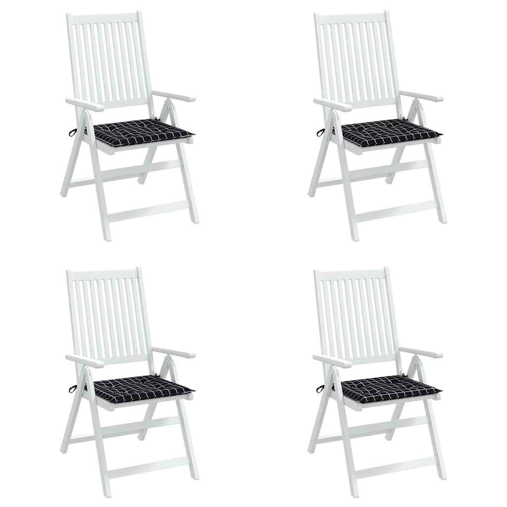 hynder til havestol 4 stk. 40x40x4 cm stof ternet sort