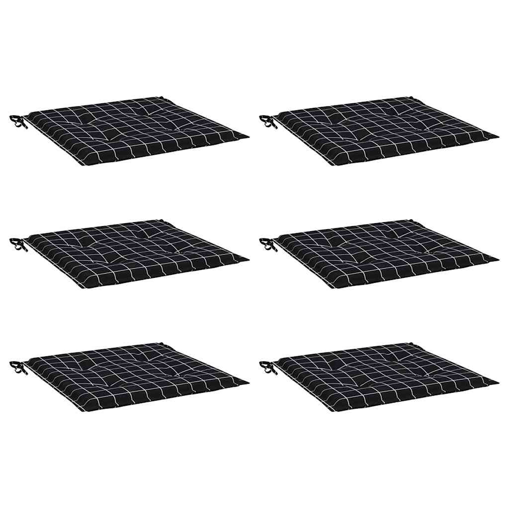 hynder til havestol 6 stk. 40x40x4 cm stof ternet sort