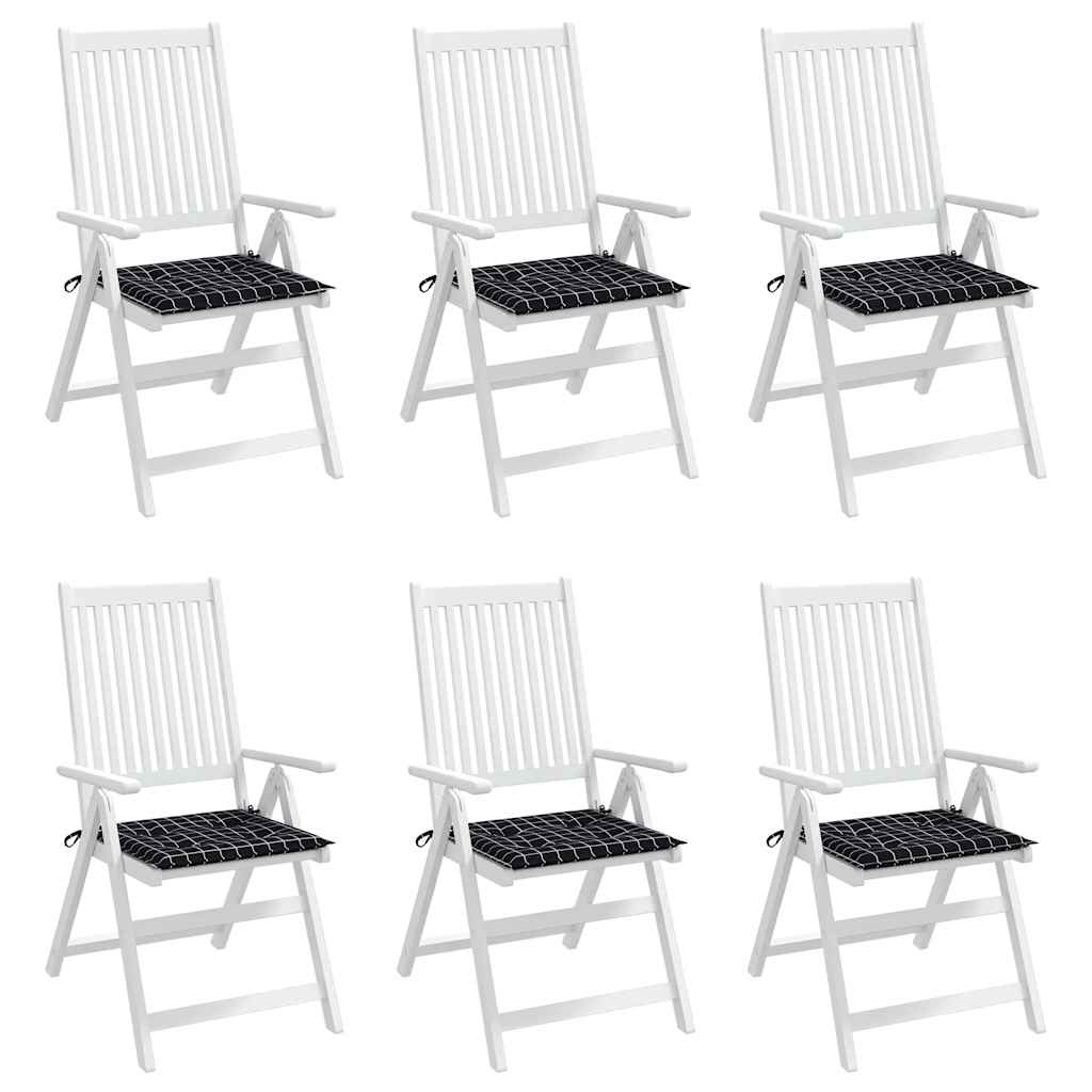hynder til havestol 6 stk. 40x40x4 cm stof ternet sort