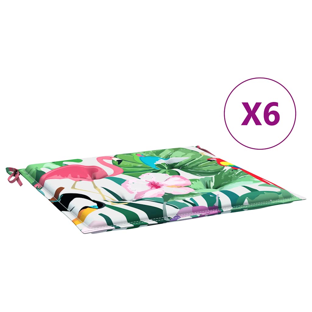 hynder til havestol 6 stk. 40x40x4 cm stof flerfarvet