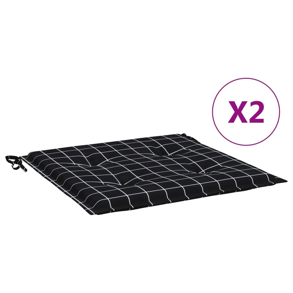 hynder til havestol 2 stk. 50x50x4 cm stof ternet sort