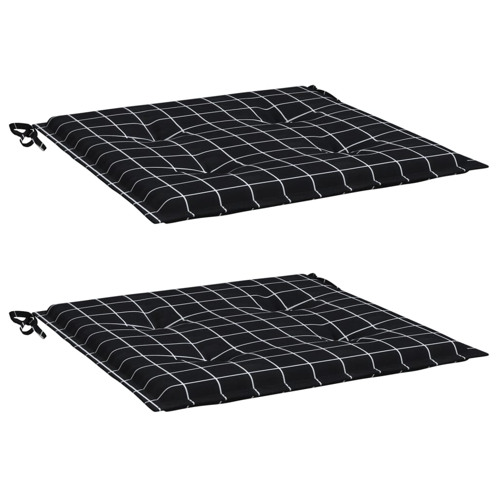 hynder til havestol 2 stk. 50x50x4 cm stof ternet sort