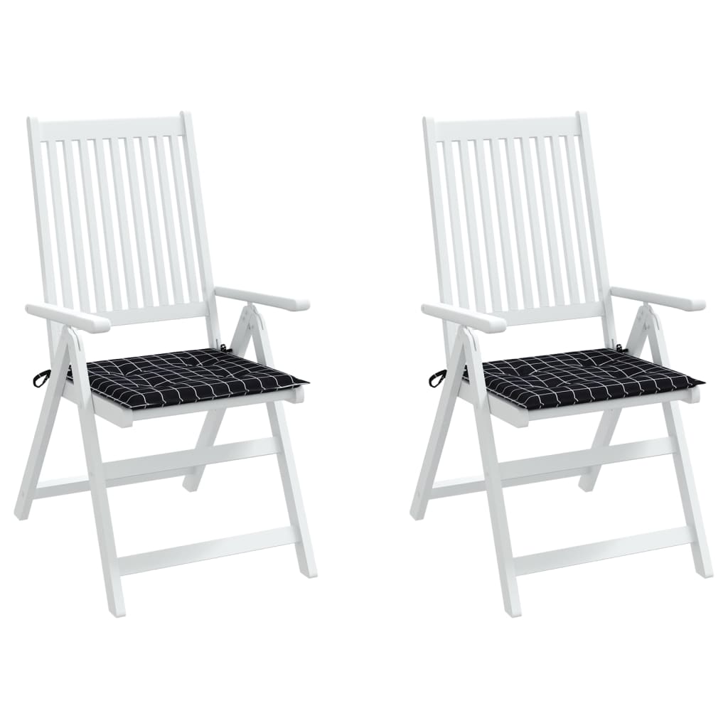 hynder til havestol 2 stk. 50x50x4 cm stof ternet sort