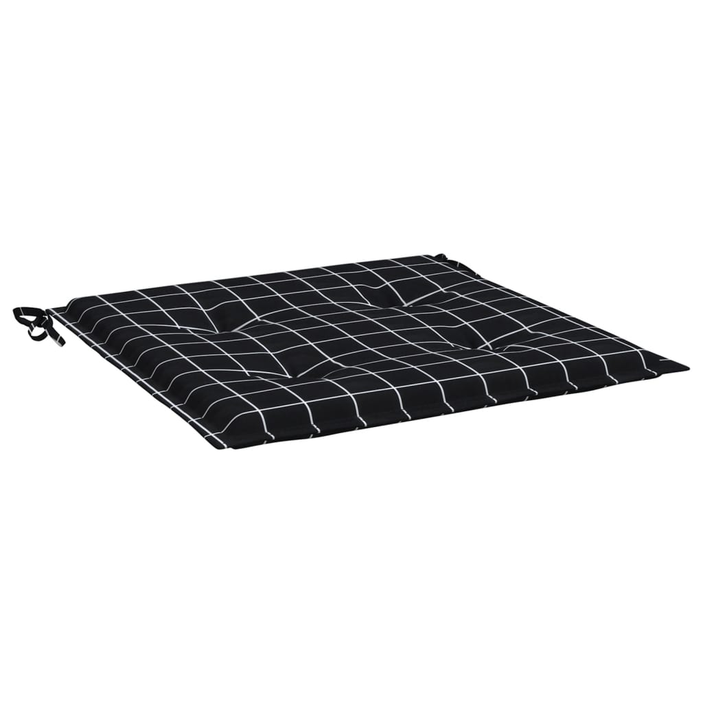 hynder til havestol 2 stk. 50x50x4 cm stof ternet sort